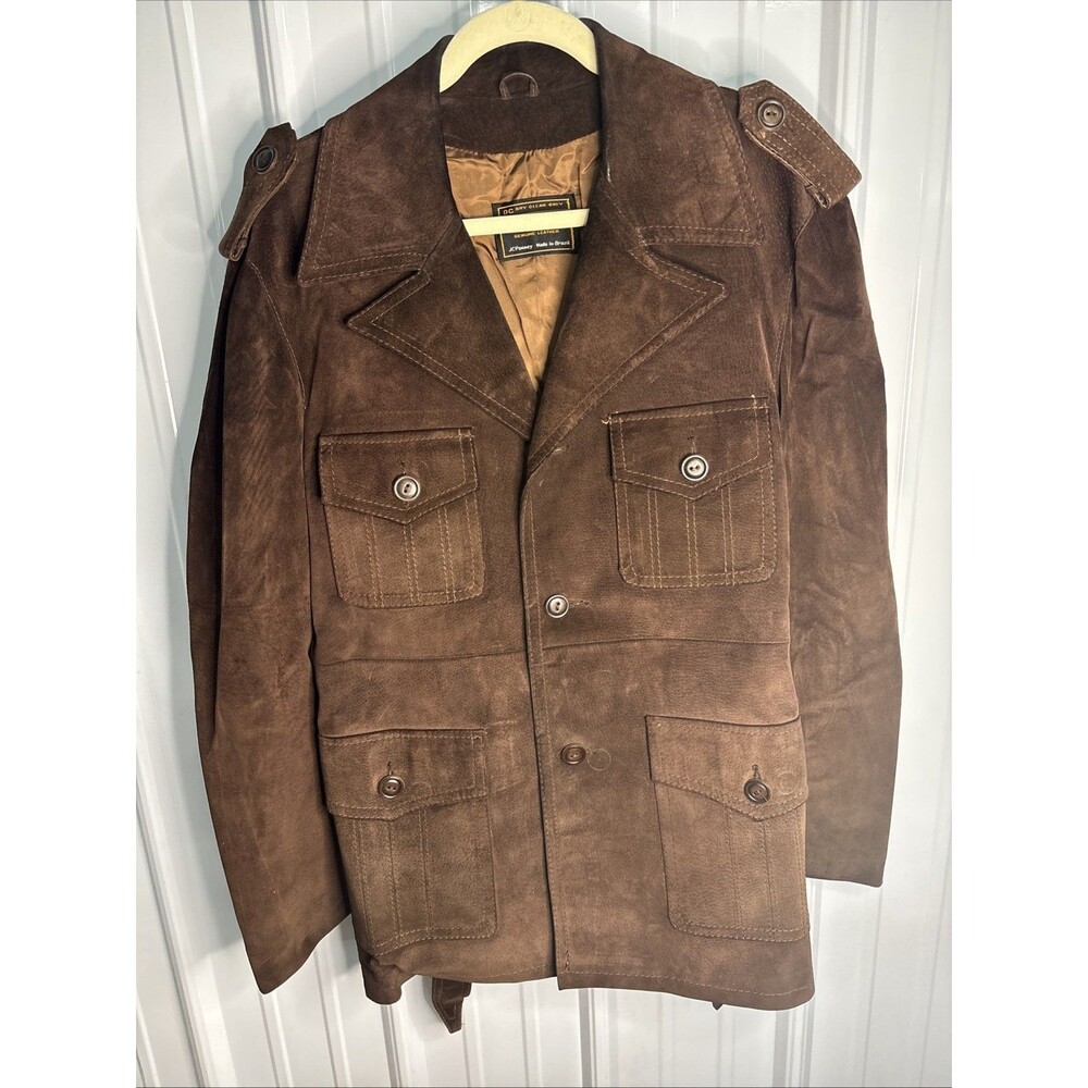 Vtg 70’s Towncraft by JCPenney Jacket Mens Sz 42  Long Lg Dark Brown Suede